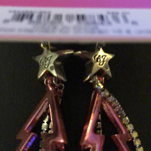 Betsey Johnson Silver Tone & Pink Metal Christmas Tree Drop Earrings Fringe NWT - Picture 12 of 13